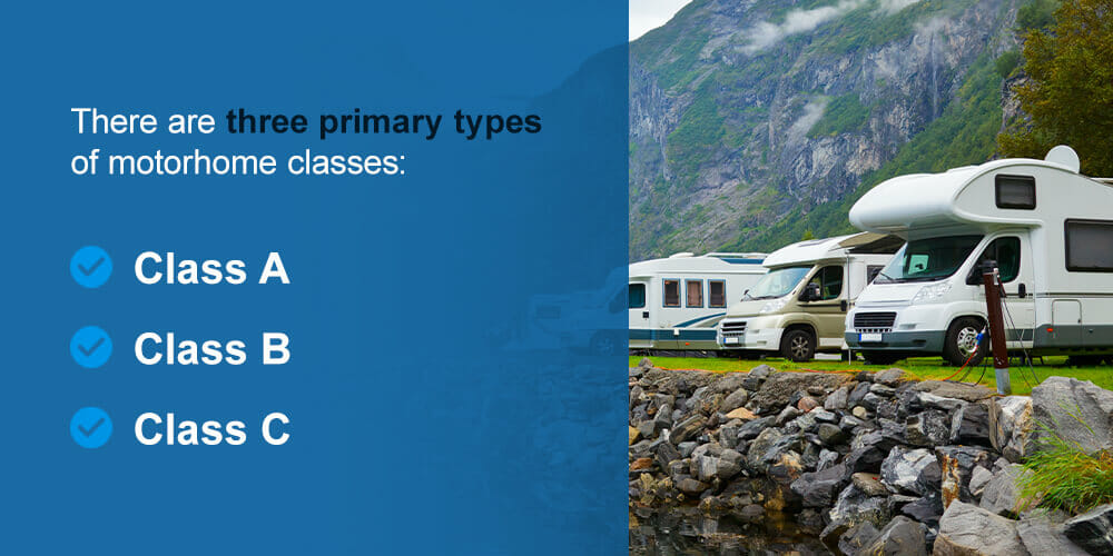 There are three primary types of motorhome classes.
