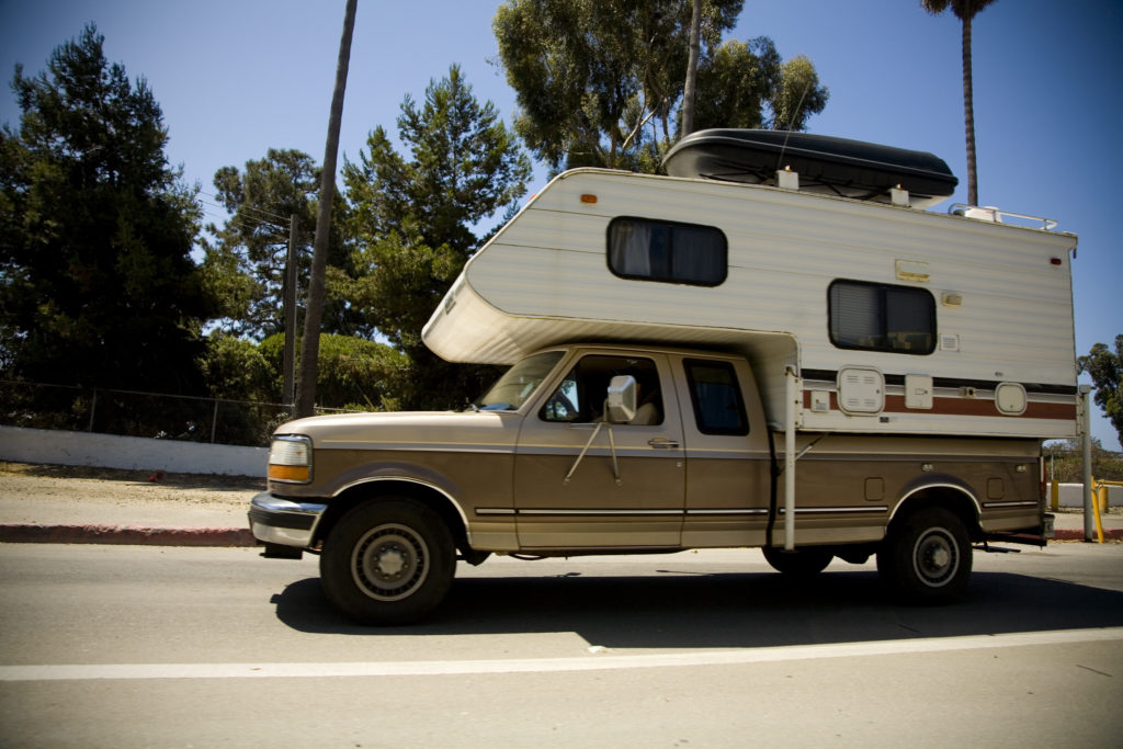 Truck Camper on Old Truck