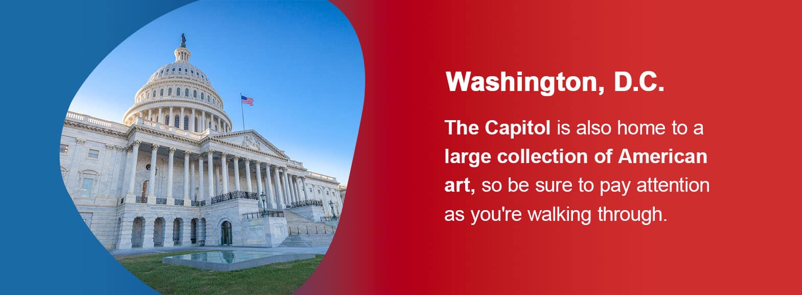 The Capitol is also home to a large collection of American art, so be sure to pay attention as you're walking through.