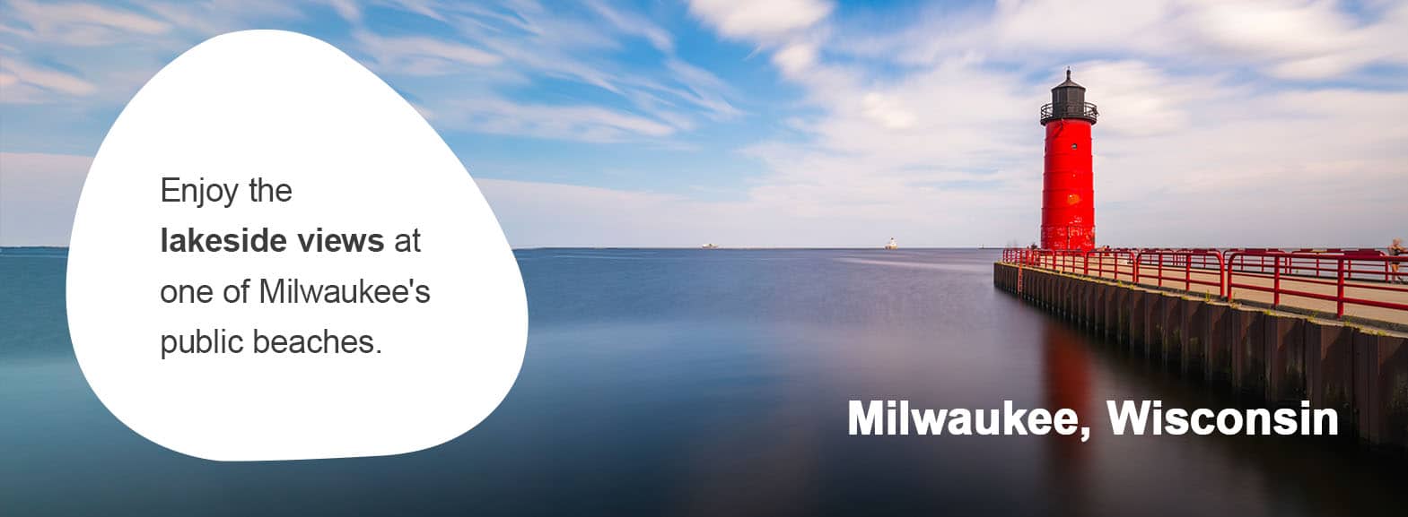 Milwaukee, Wisconsin. Enjoy the lakeside views at one of Milwaukee's public beaches. 