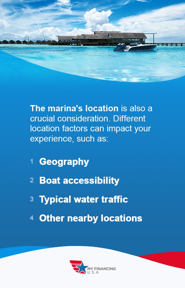 The marina's location is also a crucial consideration. Different location factors can impact your experience.